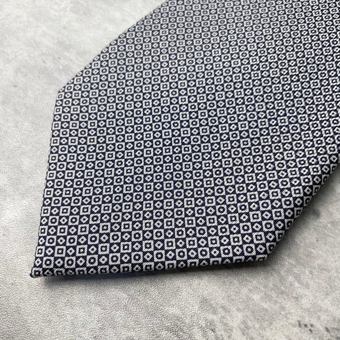 美品 E.Marinella Napoli チェック柄 格子柄 ネクタイ 紺