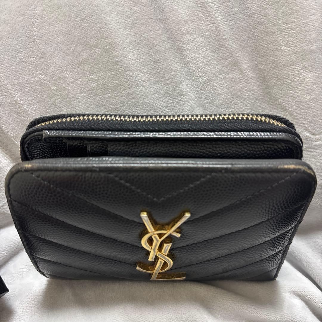 SAINT LAURENT 二つ折り財布 ブラック YSLロゴ