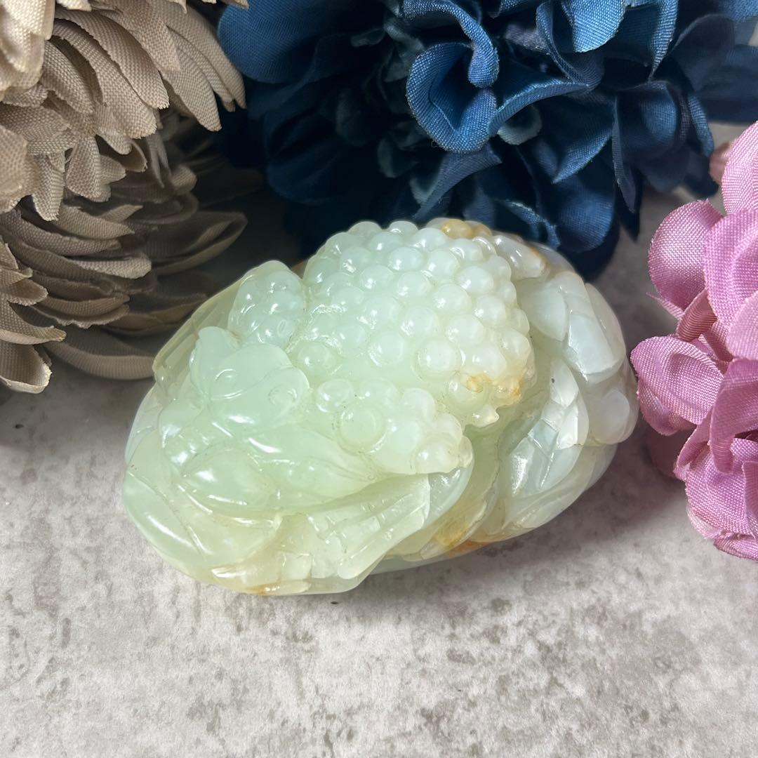 【翡翠？】青蛙神(蟾蜍)玉器置物　手把件 小擺件