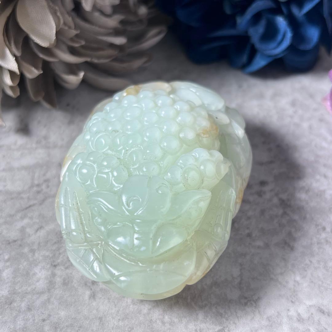 【翡翠？】青蛙神(蟾蜍)玉器置物　手把件 小擺件