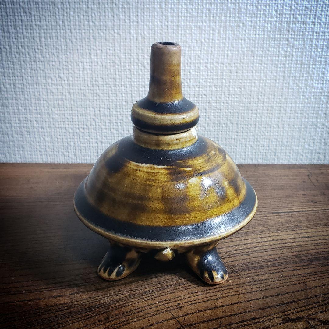 油燈　油壺　油灯　オイルランプ　陶器　亀　珍品　一輪挿し　花器　花瓶