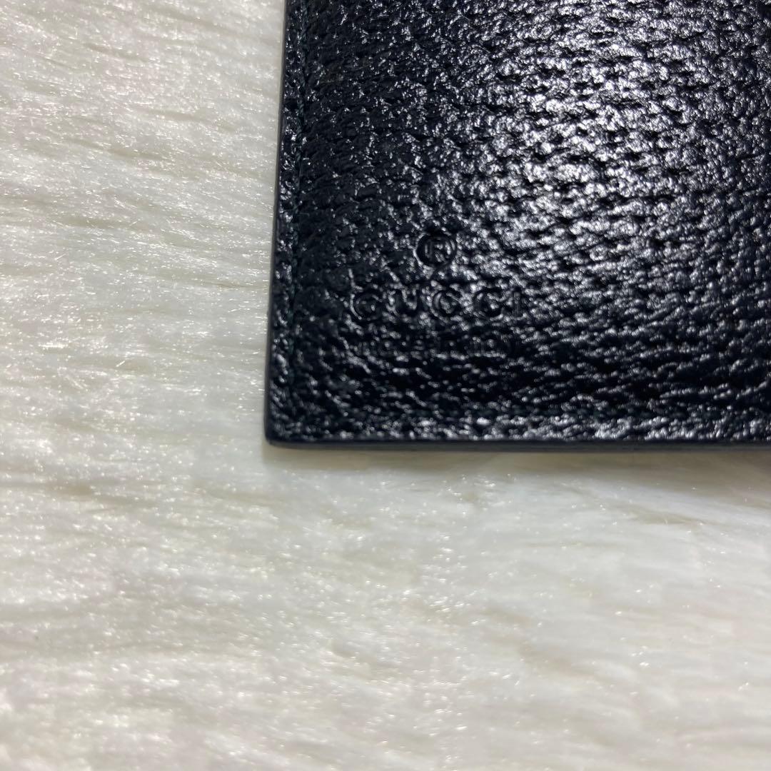 未使用保管 希少　GUCCI グッチ　二つ折り　黒　キャンバス　箱付き　付属　銀
