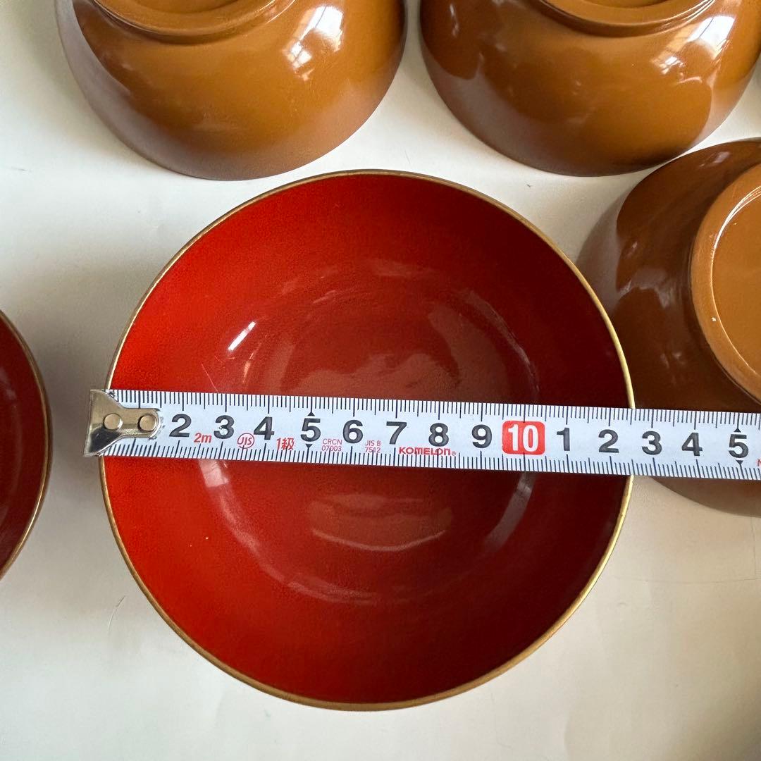 輪島塗 天然木製 松蒔絵　金縁 菓子椀　煮物椀　6客