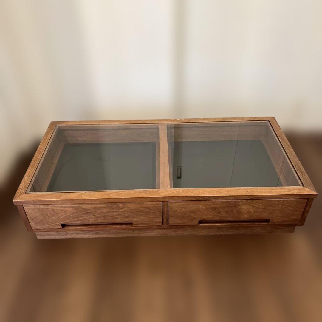 マスターウォール　センターテーブル ローテーブル　ガラス天板 引き出し付き