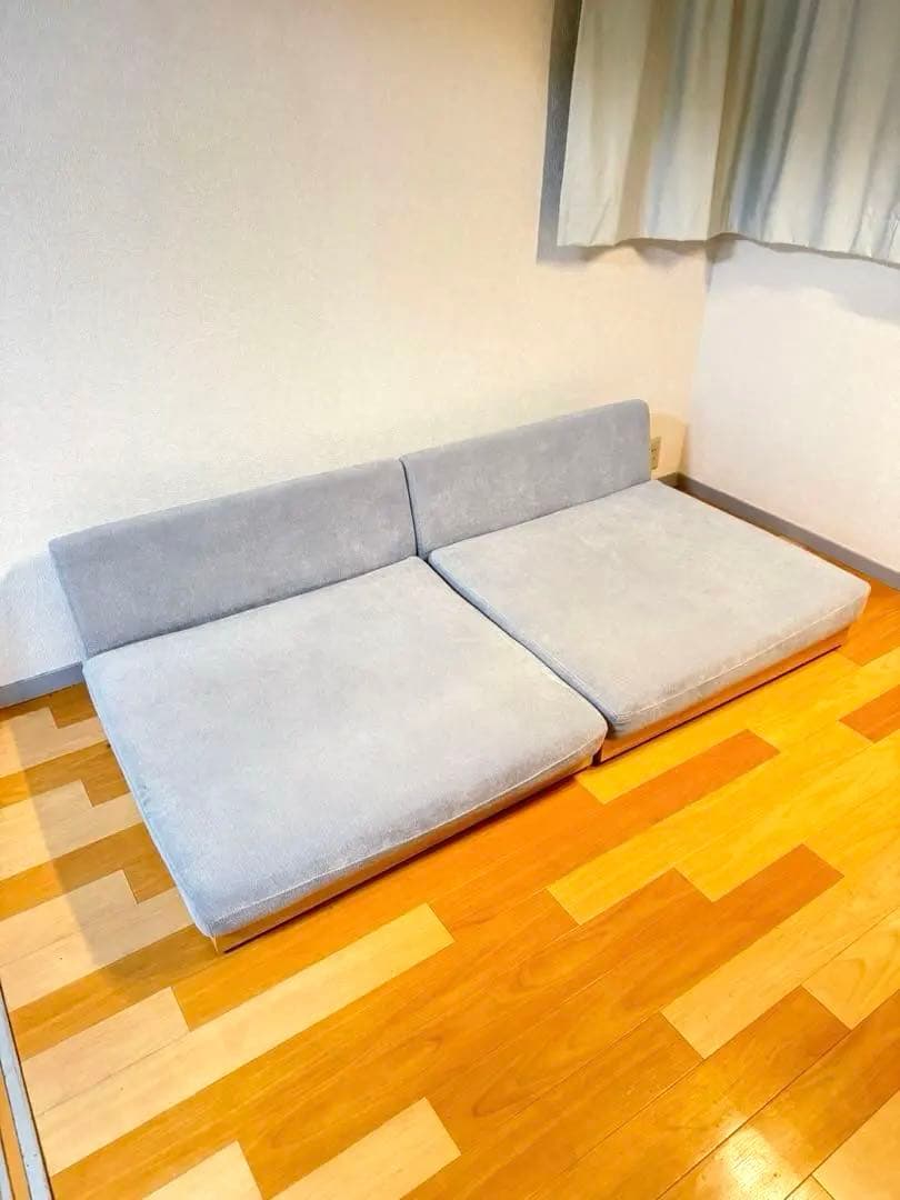 送料込み タンスのゲン ソファー 2人掛け 3人掛け ロータイプ ライトグレー