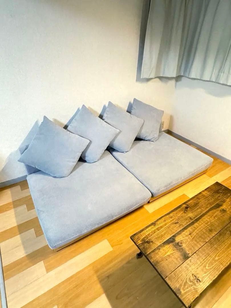 送料込み タンスのゲン ソファー 2人掛け 3人掛け ロータイプ ライトグレー