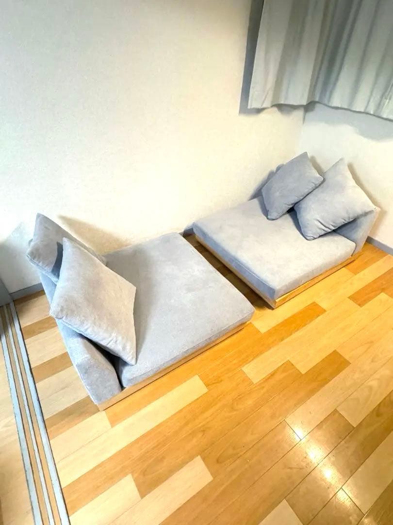 送料込み タンスのゲン ソファー 2人掛け 3人掛け ロータイプ ライトグレー