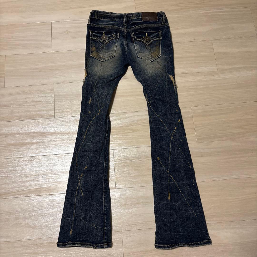【美品】d.i.a. ダメージ加工 ダークブルーブーツカットデニム