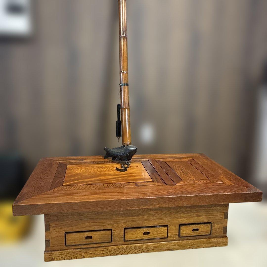 昭和レトロ　囲炉裏　テーブル　自在鉤セット