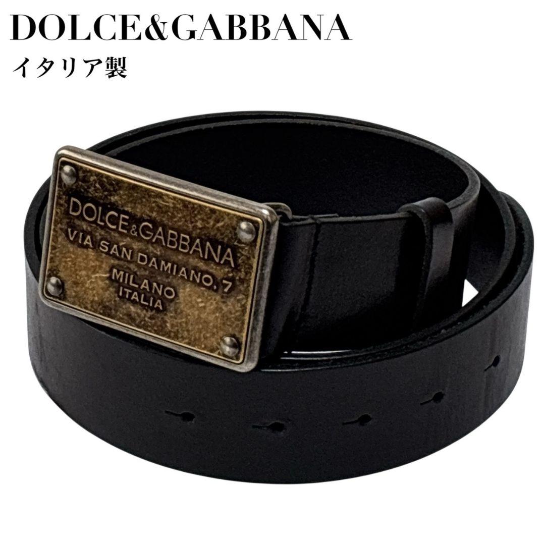 美品✨DOLCE&GABBANA レザーベルト イタリア製 ビッグバックル 本革