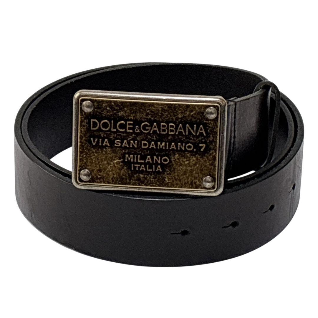 美品✨DOLCE&GABBANA レザーベルト イタリア製 ビッグバックル 本革
