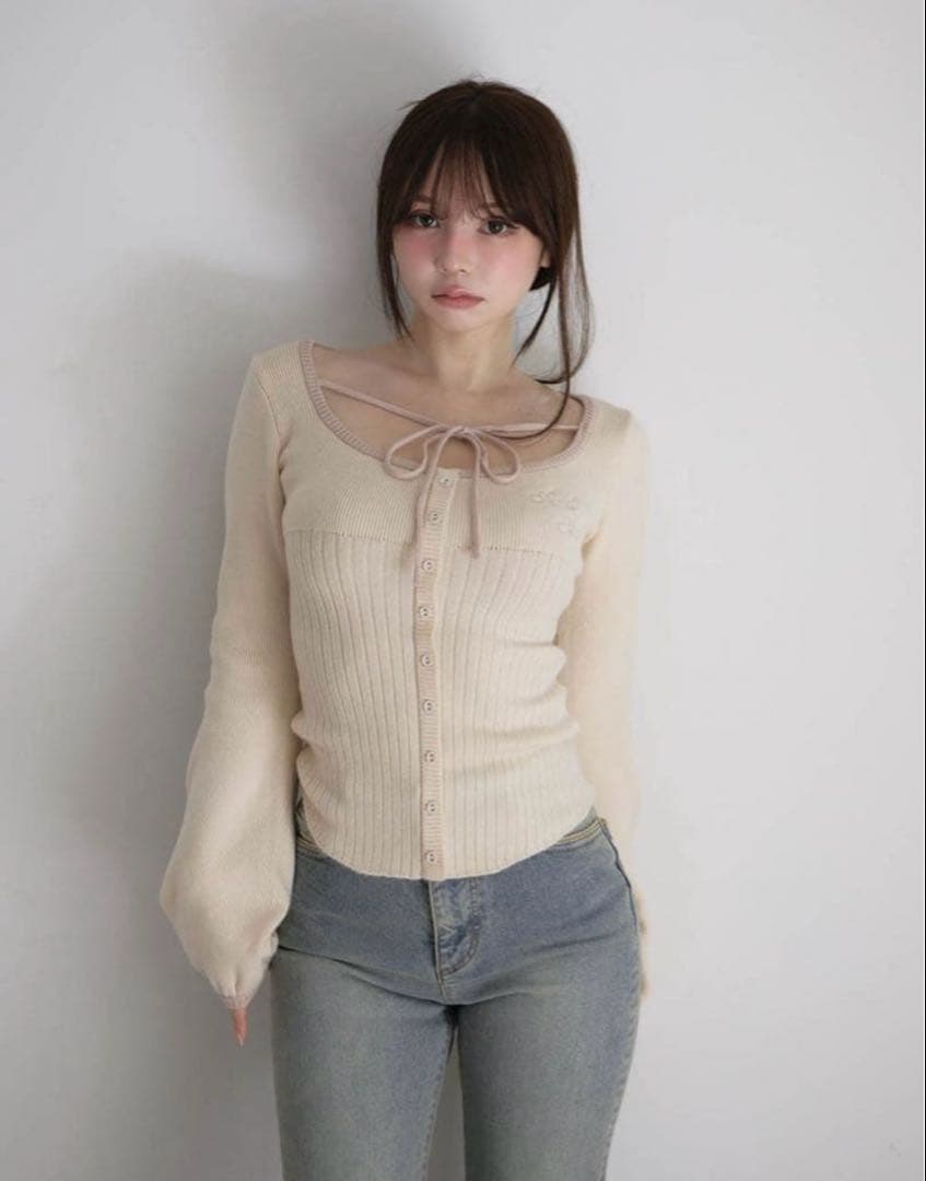トップス andmary Sonique knit tops ivory