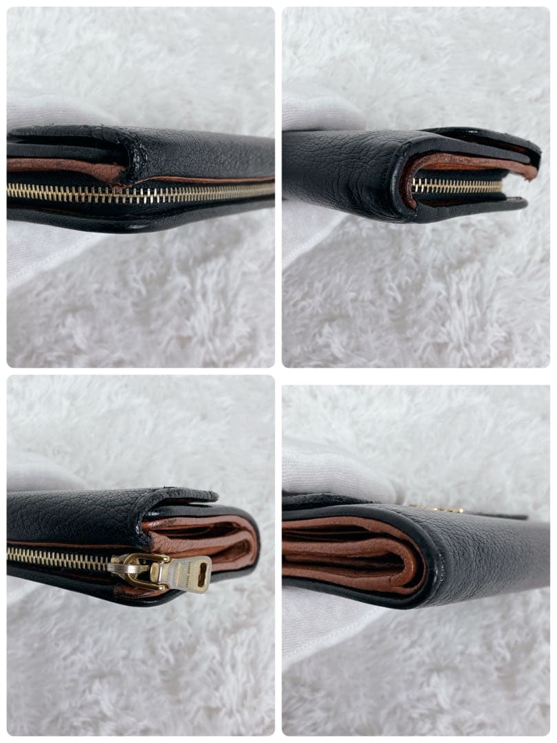 レア色✨ミュウミュウ 3つ折り財布 マドラスレザー バイカラー ブラック 黒　茶