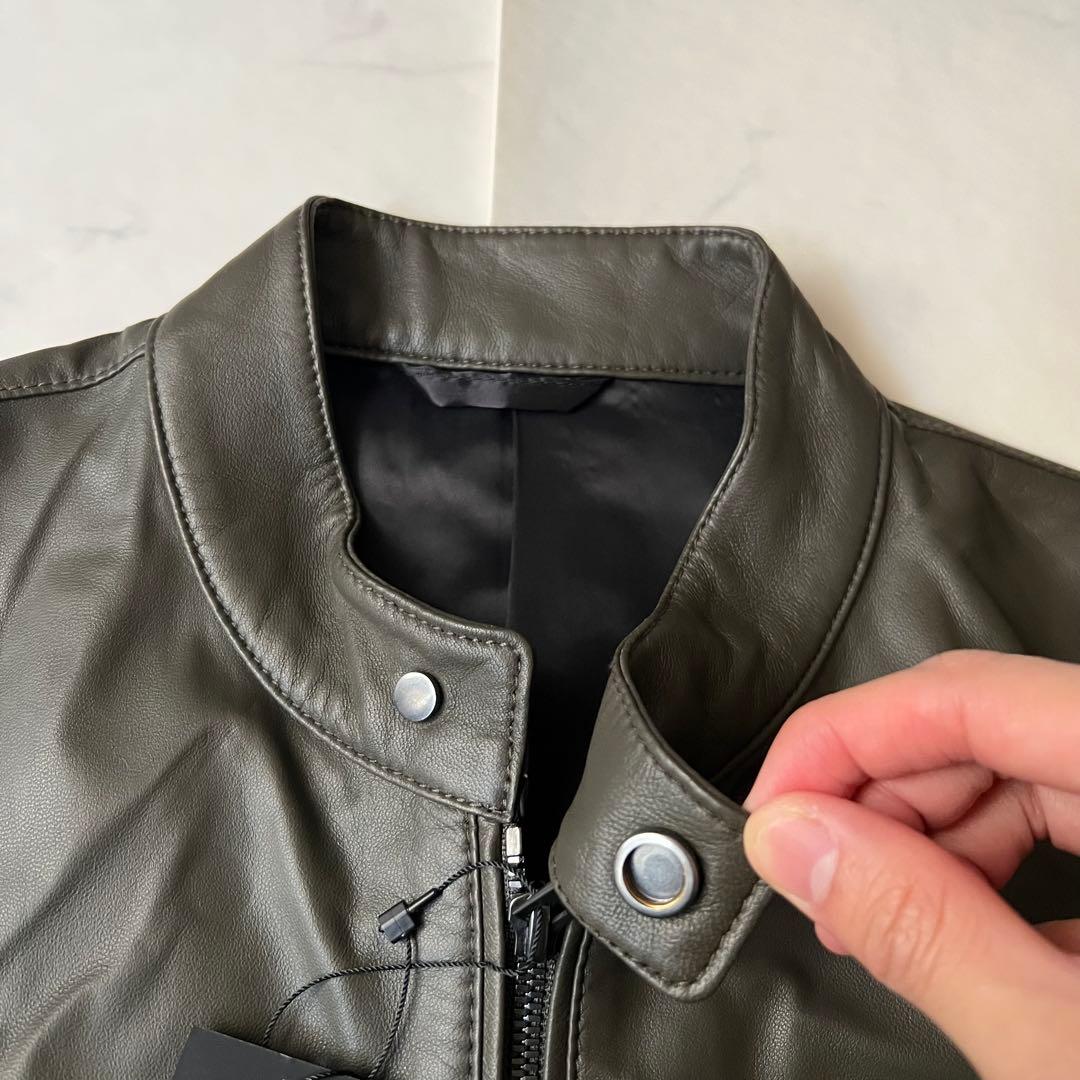 未使用タグ付 ジョゼフ レザージャケット ラムレザー ブラウン カーキ 46 M