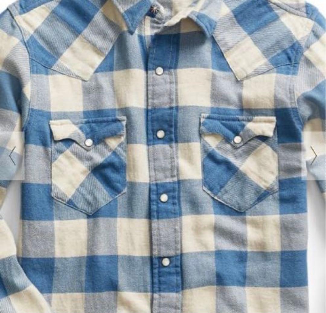 RRLダブルアールエル スリムフィット チェック ツイル ウエスタンシャツ S