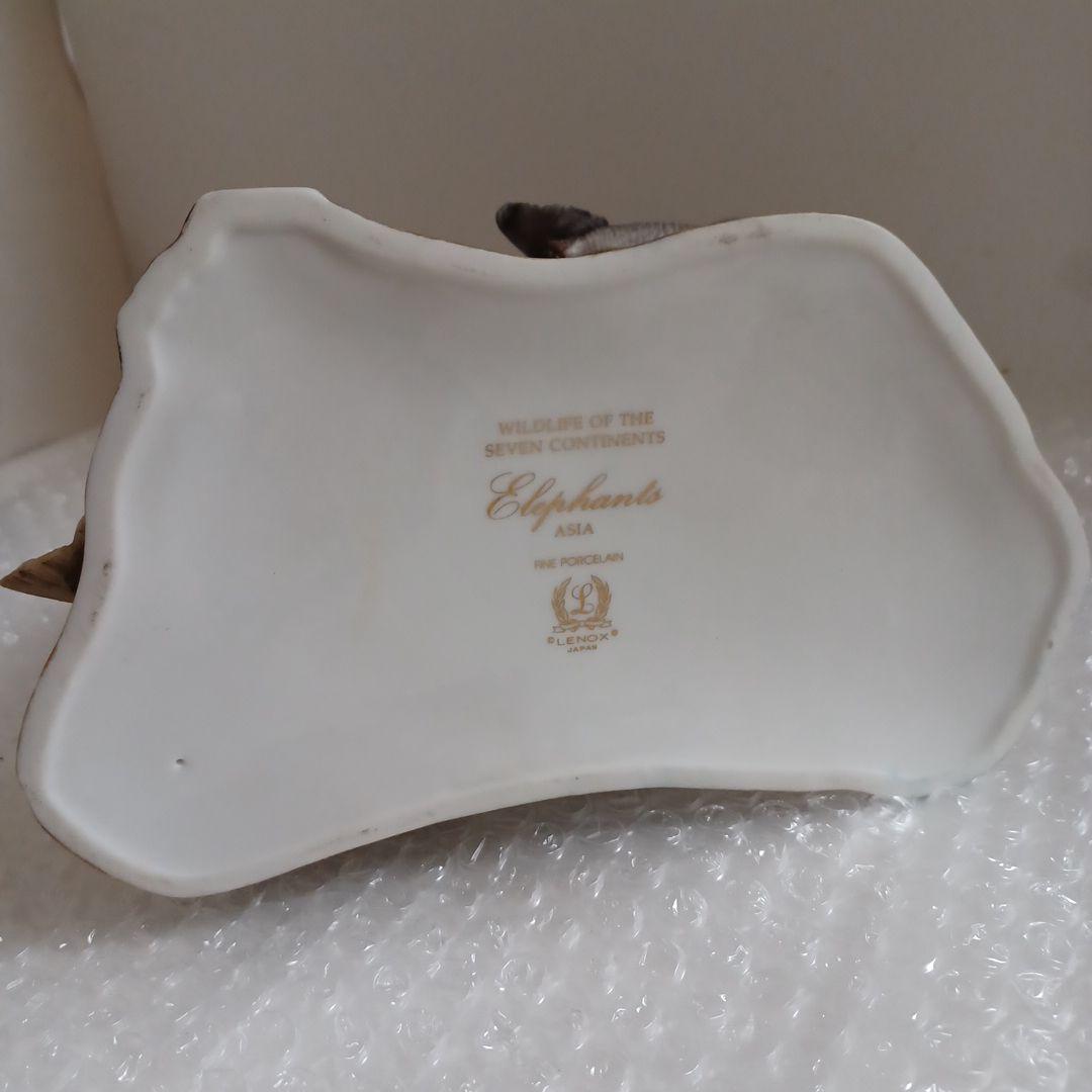 1985年　LENOX　7大陸の野生動物　アジア象の親子　陶器　置物　象