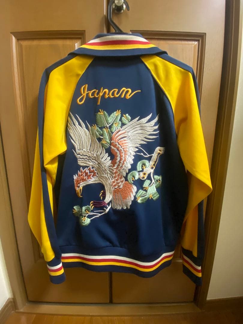 東洋　スカジャージ　初期　S 東洋エンタープライズ　刺繍　鷲　ネイビー　イエロー