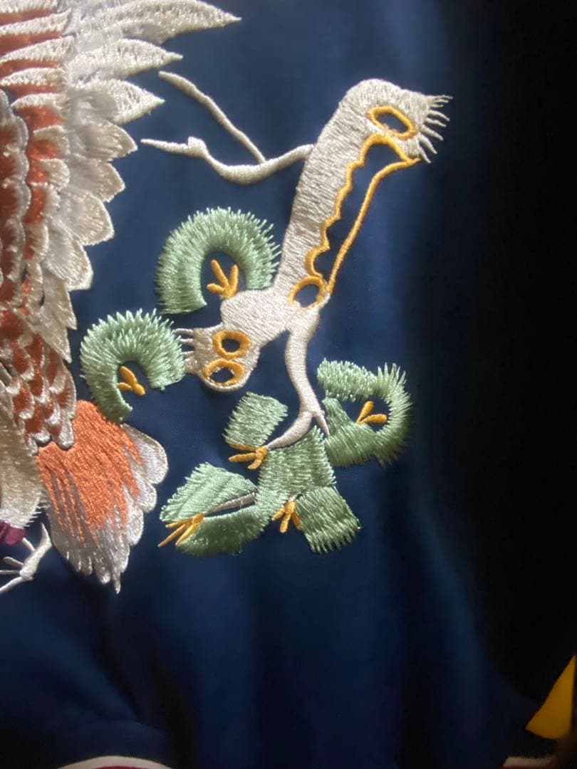 東洋　スカジャージ　初期　S 東洋エンタープライズ　刺繍　鷲　ネイビー　イエロー