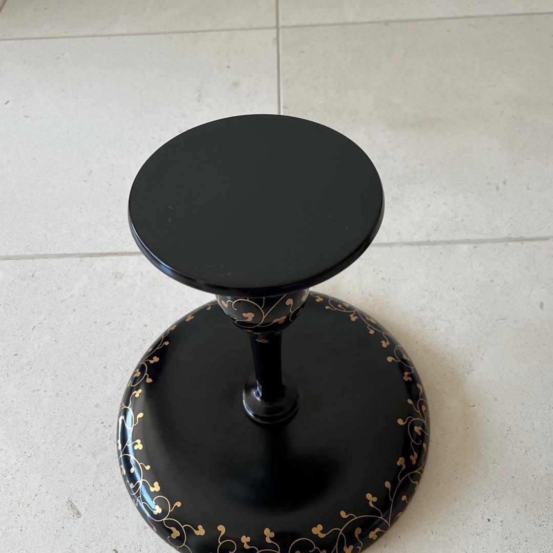 黒塗　唐草蒔絵　高杯　高月　一対