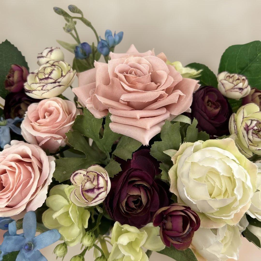 アーティフィシャルフラワー春色アレンジメント ピンクと白の花☆*:..。.:*☆