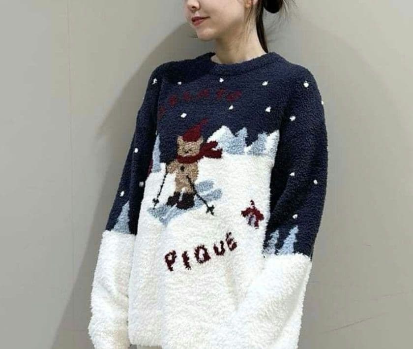 ジェラートピケ【限定品】スキーベアジャガードプルオーバー【NVY】