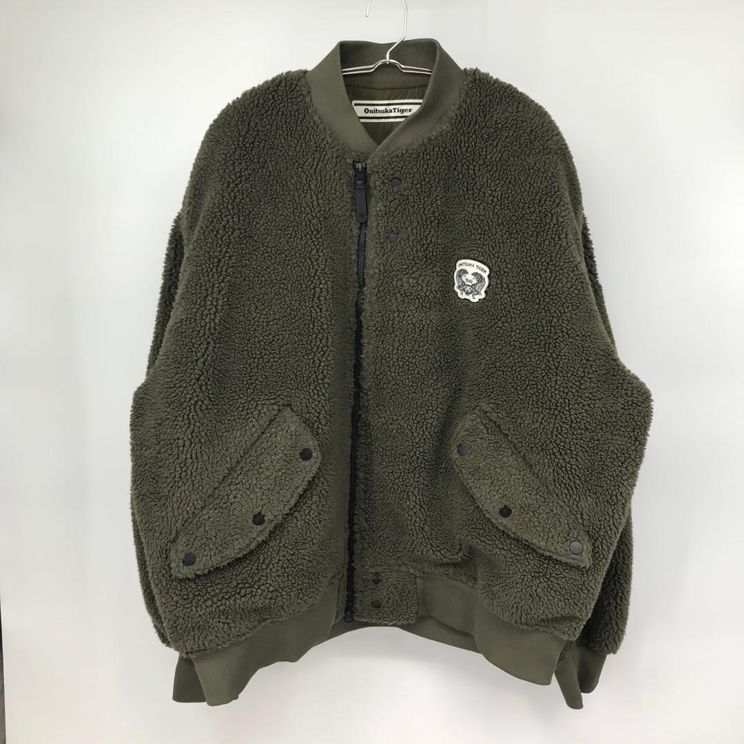 オニツカタイガー　ブルゾン　MA-1　L　カーキ　ボア　フリース