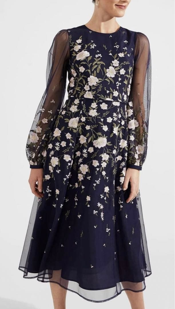 【Hobbs London】LOIS 刺繍ミディドレス