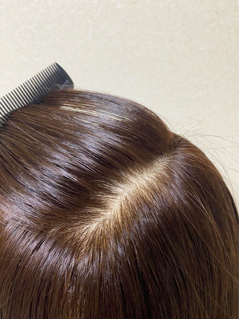 高級レミー人毛100% 【総手植えM】ブラウン　フルウィッグ　シルクスキン医療用