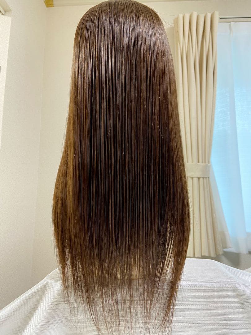 高級レミー人毛100% 【総手植えM】ブラウン　フルウィッグ　シルクスキン医療用