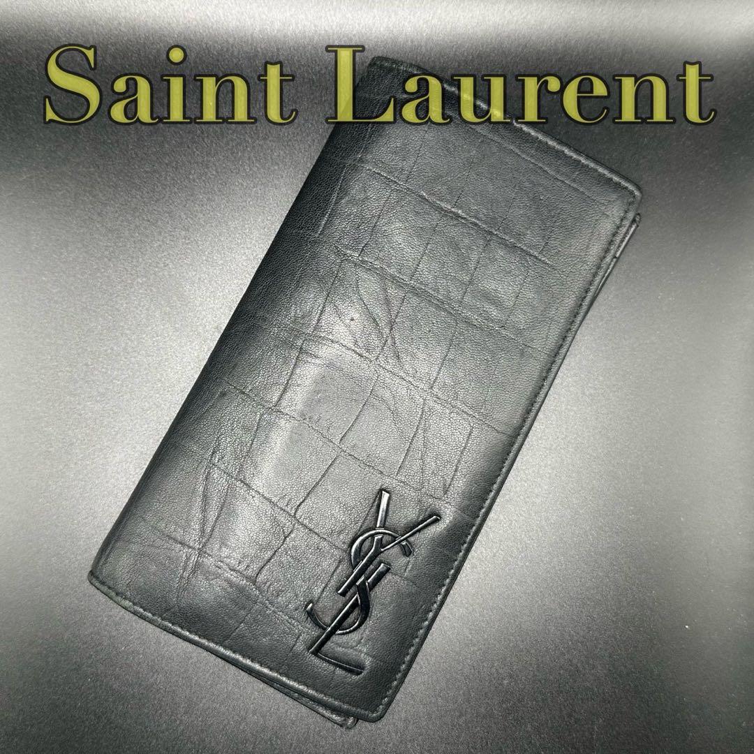 極美品✨　YSL　サンローラン　財布　長財布　折り財布　クロコ　1523