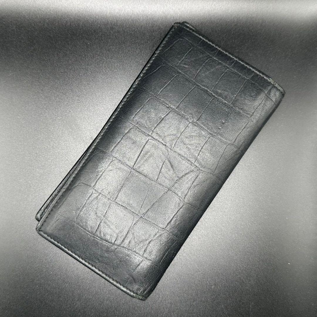 極美品✨　YSL　サンローラン　財布　長財布　折り財布　クロコ　1523