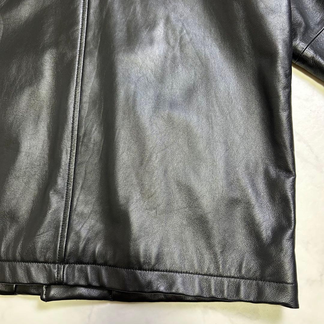 ナノユニバース レザー カーコート 羊革 黒 M 本革 レザージャケット