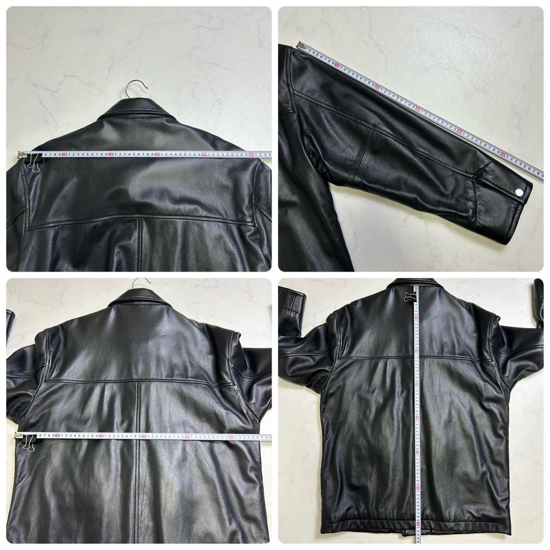 ナノユニバース レザー カーコート 羊革 黒 M 本革 レザージャケット