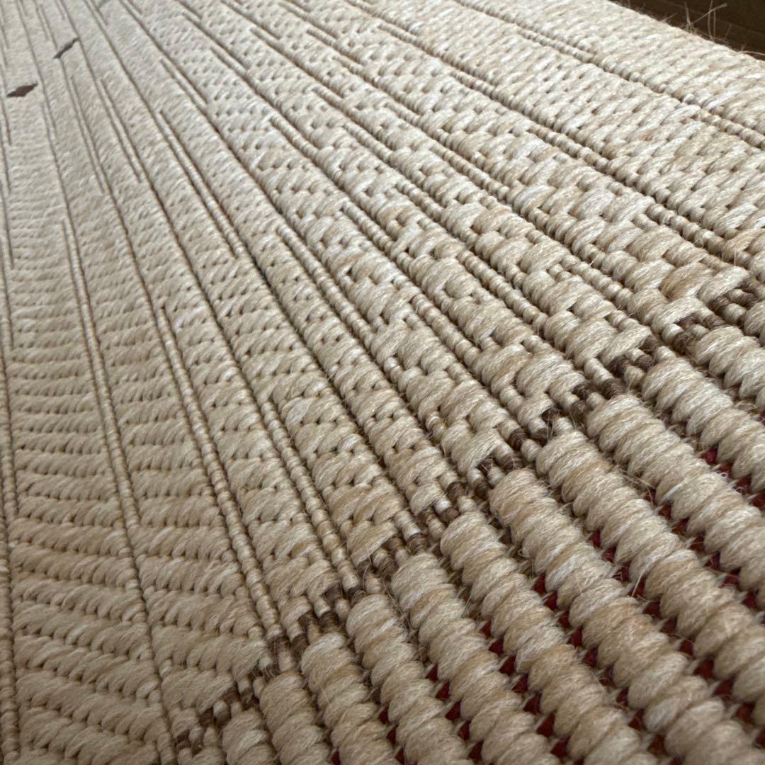 ベージュ ストライプ ドット ラグ