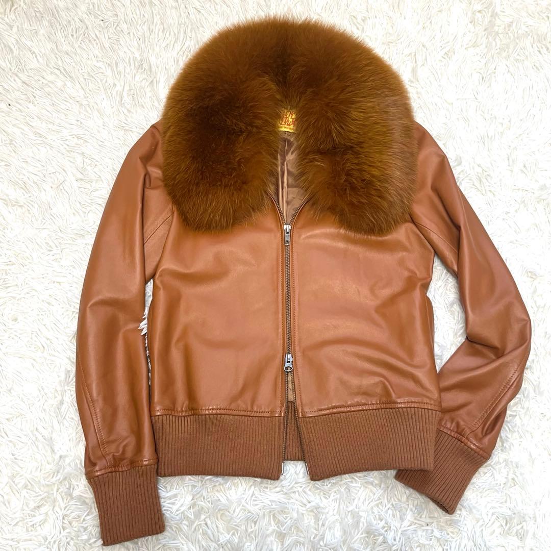 極美品　ロデオクラウンズ　ラムレザー　ジャケット　ブルゾン　フォックスファー
