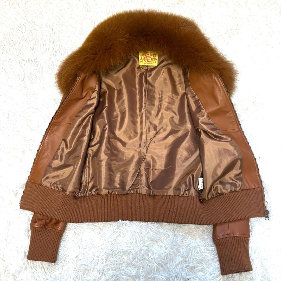 極美品　ロデオクラウンズ　ラムレザー　ジャケット　ブルゾン　フォックスファー