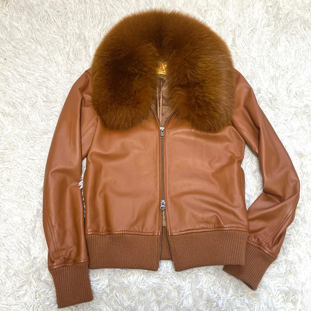 極美品　ロデオクラウンズ　ラムレザー　ジャケット　ブルゾン　フォックスファー