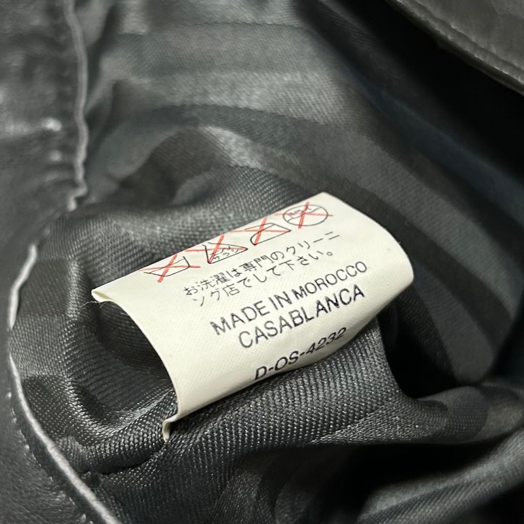 90s Vintage ラムスキン レザーパンツ バギー テーパード 墨黒