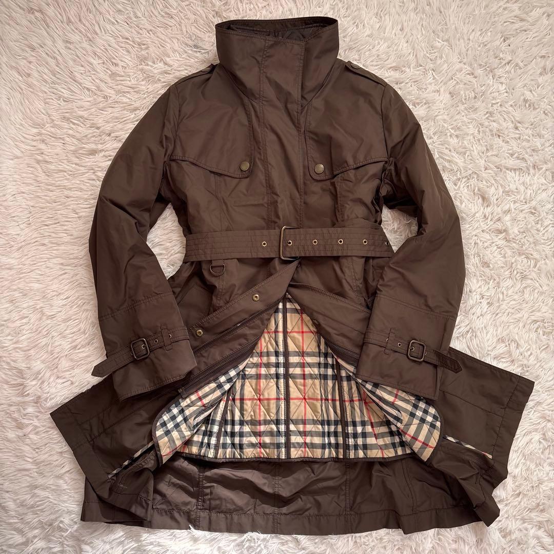 バーバリーロンドン キルティングライナー ベルト付 ロングコート L 3way