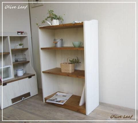 サイズ、デザインオーダー可！４段キャビネットラック●シャビーホワイト●受注製作