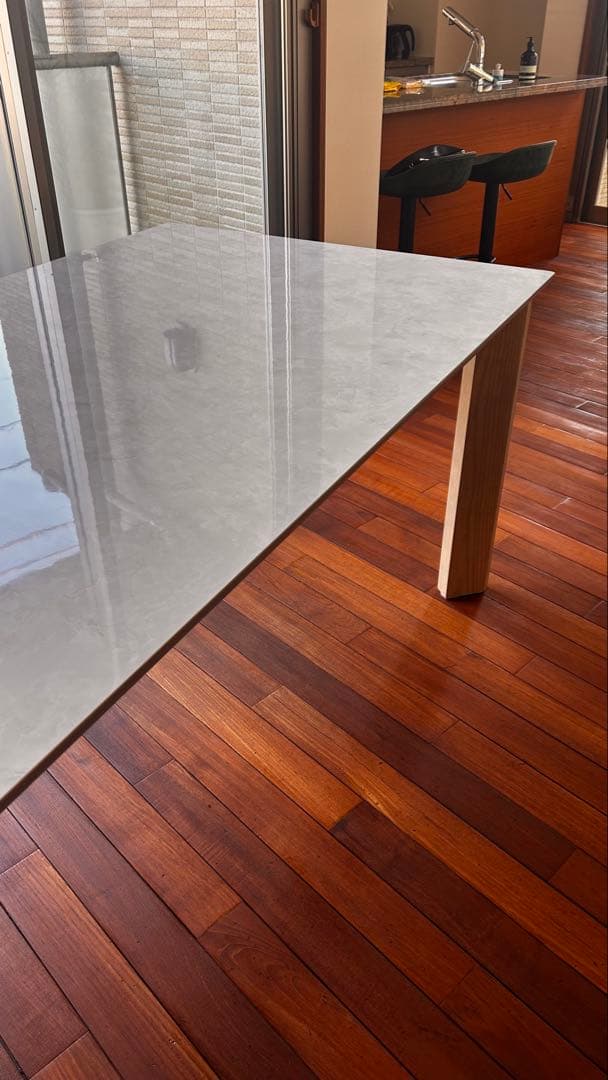 shi-na大川家具マーブル柄ダイニングテーブル180サイズ　【注意】脚