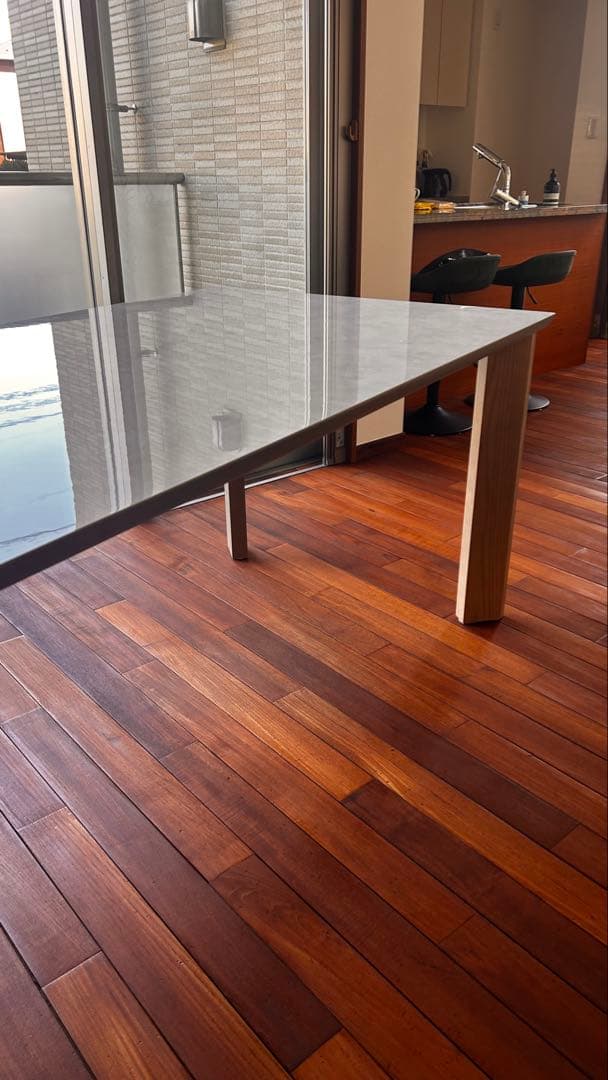 shi-na大川家具マーブル柄ダイニングテーブル180サイズ　【注意】脚