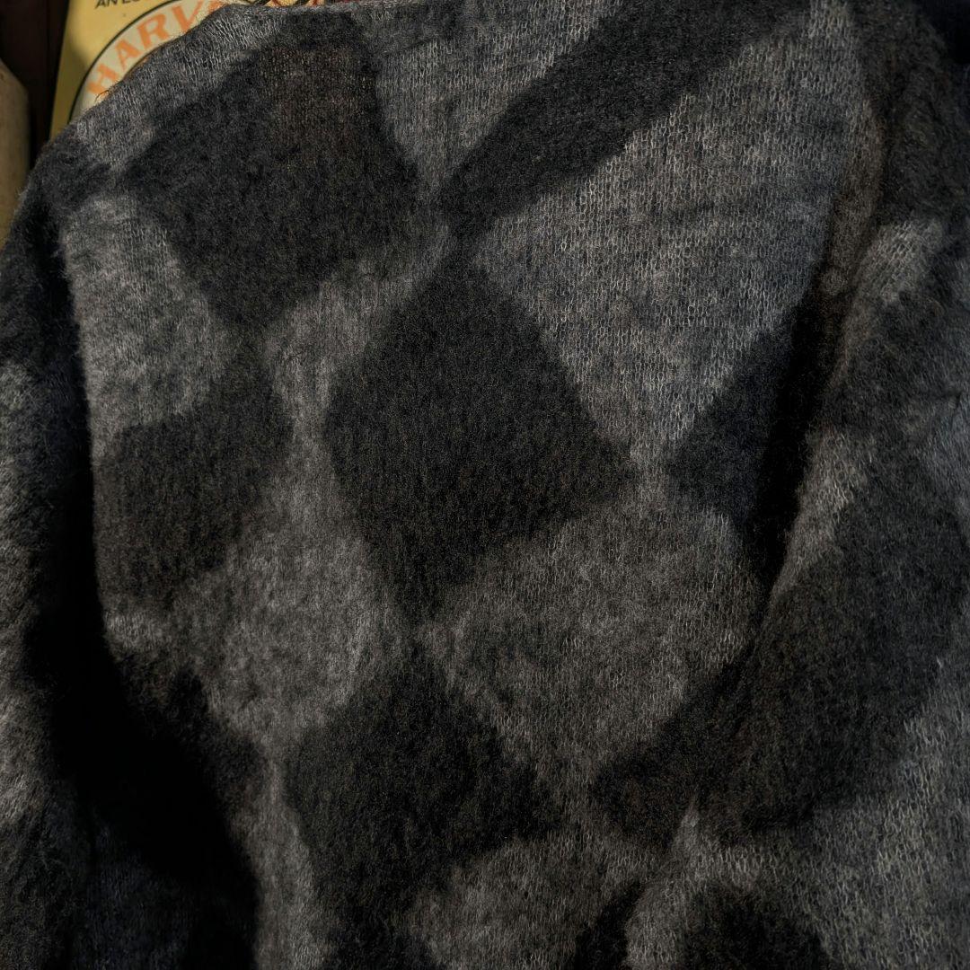 日本製　完売品　RADIAL　毛足長　モヘアカーディガン　アーガイル　希少サイズ