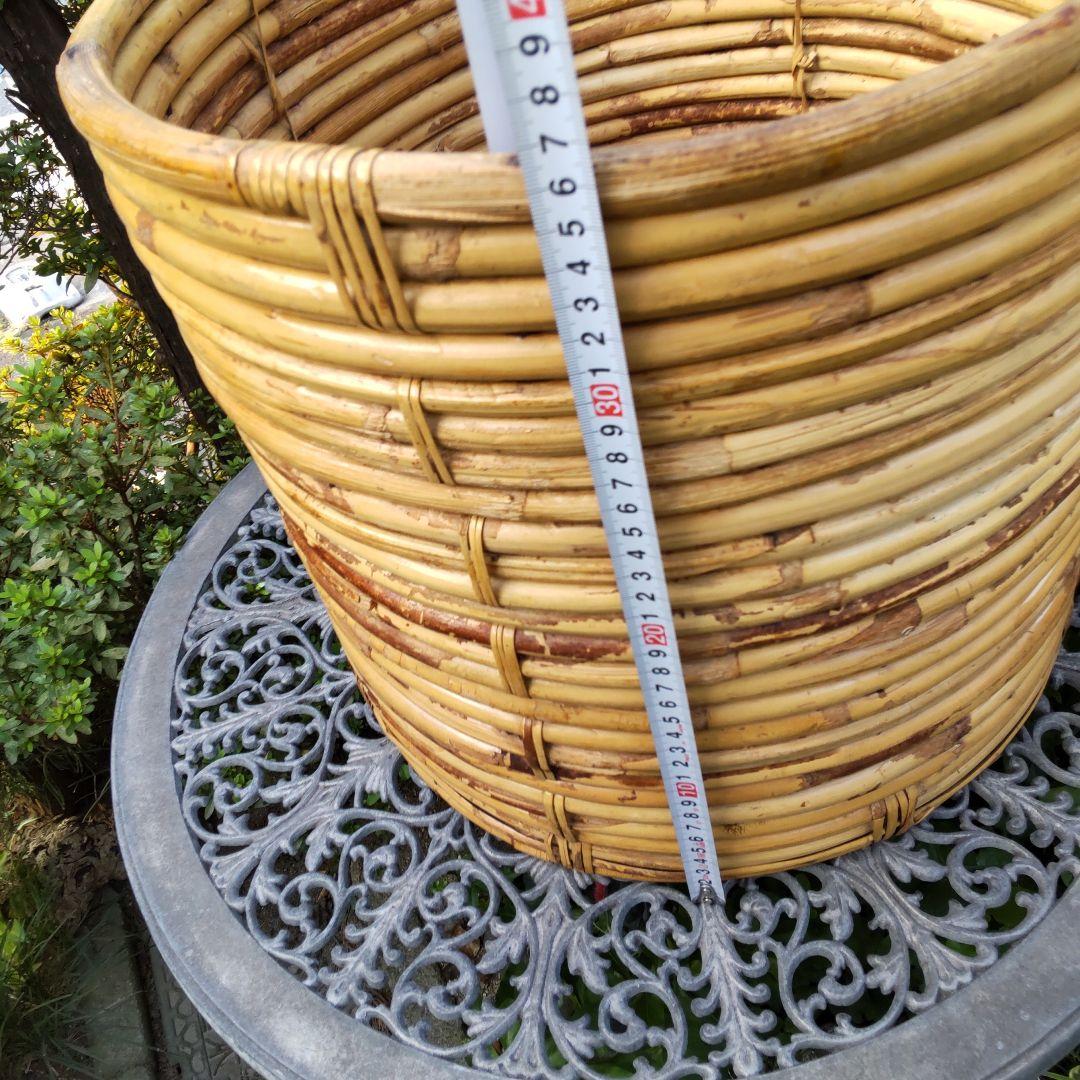 【籐バスケット♥5点商品】ラタンかご大円柱形籠ワイヤーカゴ観葉植物鉢カバー物入れ