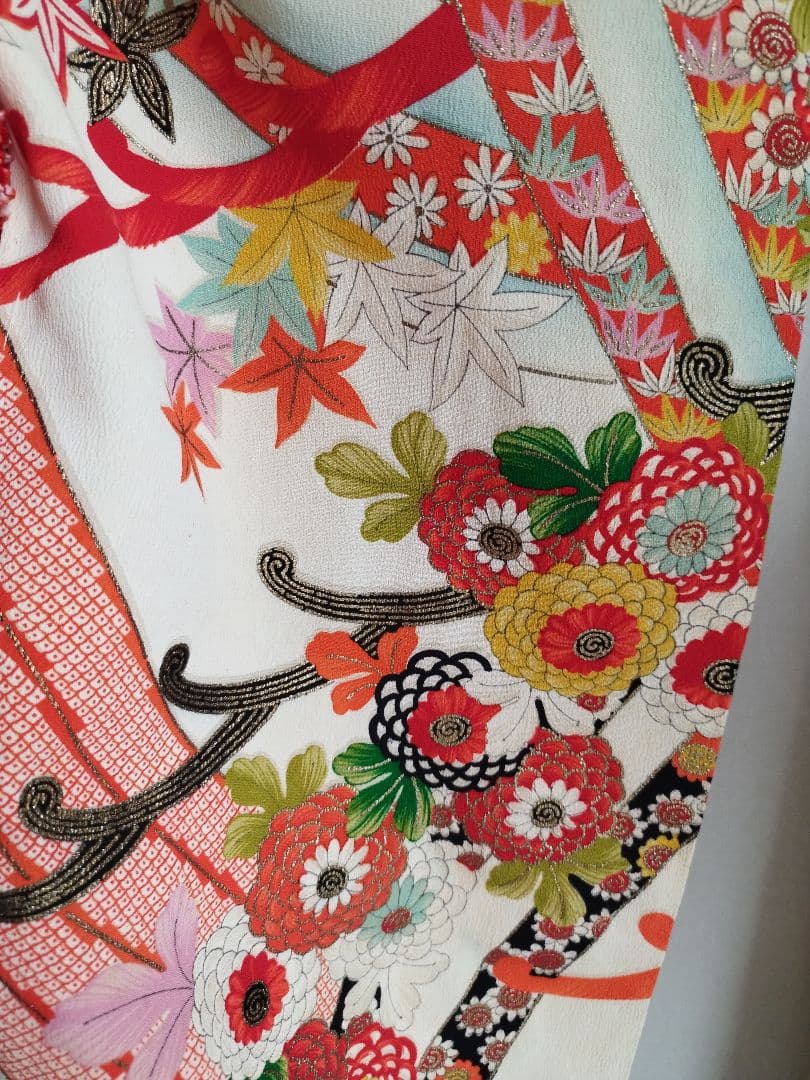 専用☆アンティーククリーム色の着物と帯のセット☆2歳から3歳