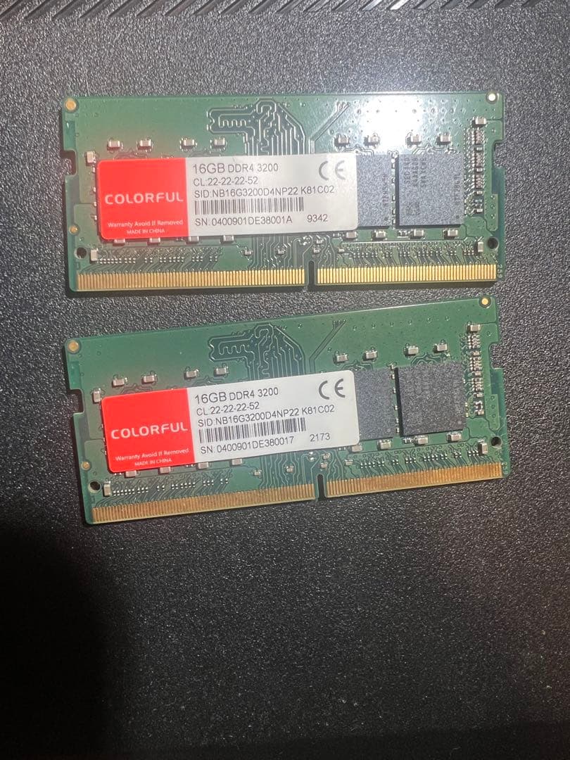 Colorful DDR4 16GBx2 3200MHz SO-DIMM メモリ