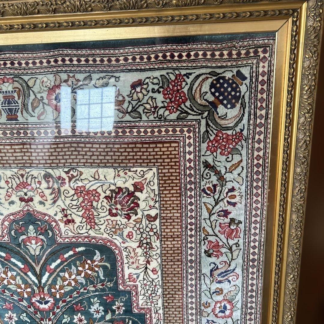 ペルシャ絨毯　額装付き　題名　命の木