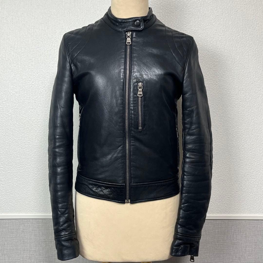 JOSEPH 黒 レザー シングルライダースジャケット