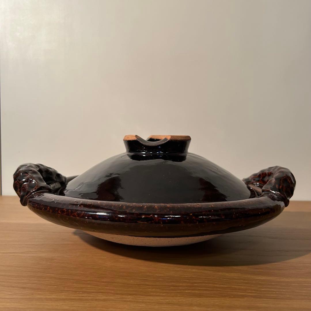 土楽　黒鍋　縄手　尺1 未使用