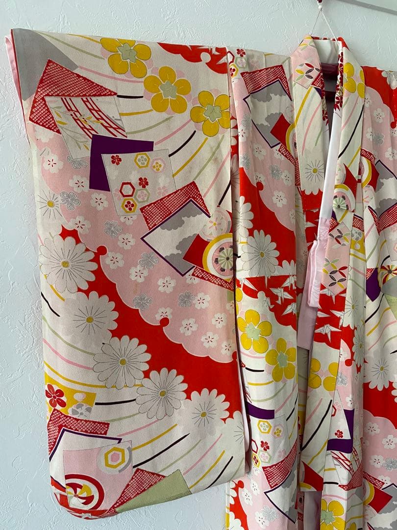 七五三　7歳　8歳　アンティークお着物セット　大寸作り帯コーデ